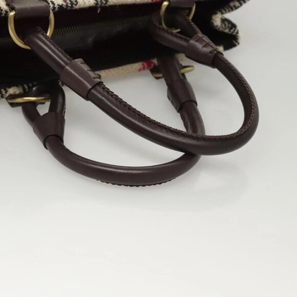 BURBERRY Nova Check Tote Bag Wool Beige Gold - Picture 7 of 16